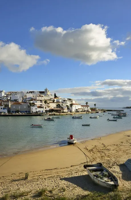 Framed Print : The traditional fishing village of Ferragudo. Algarve, Portugal Framed Print : The traditional fishing village of Ferragudo. Algarve, Portugal