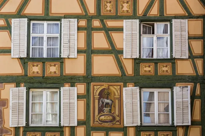 Framed Print : Traditional Half-timbered Building, Ribeauville, Alsace, France Framed Print : Traditional Half-timbered Building, Ribeauville, Alsace, France