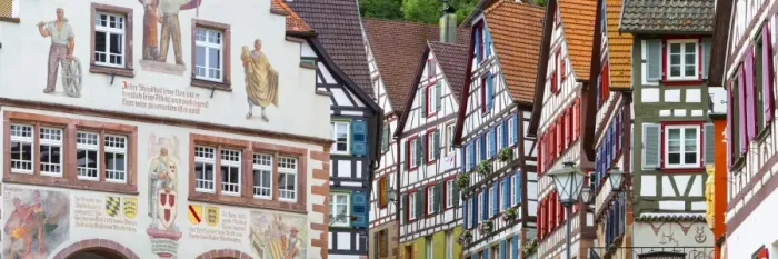 Framed Print : Traditional Half Timbered buildings in Schiltachs Picturesque Medieval Altstad (Old Town) Framed Print : Traditional Half Timbered buildings in Schiltachs Picturesque Medieval Altstad (Old Town)
