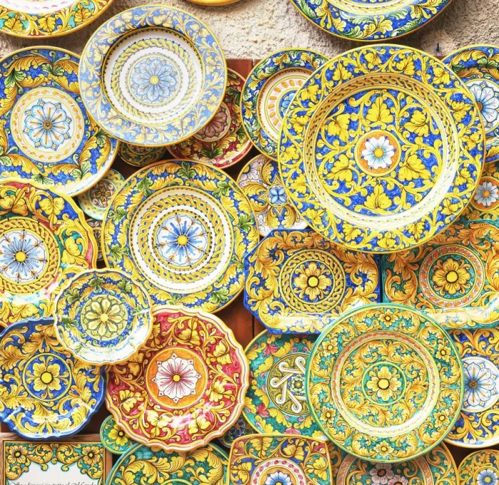 Framed Print : Traditional hand made plates, Erice. Sicily, Italy