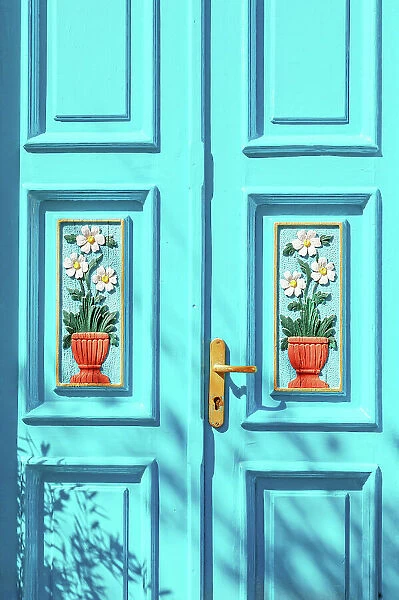 Traditional house door, Halki Island, Dodecanese Islands, Greeece