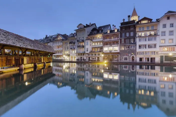 Framed Print : Traditional houses are reflected in the Aare river. Thun, Canton of Bern, Switzerland Framed Print : Traditional houses are reflected in the Aare river. Thun, Canton of Bern, Switzerland