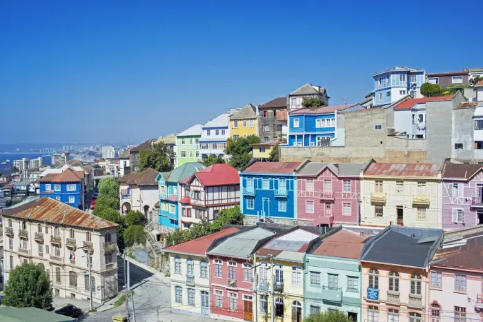 Framed Print : Traditional houses, Valparaiso, World Heritage Site, Chile, South America Framed Print : Traditional houses, Valparaiso, World Heritage Site, Chile, South America