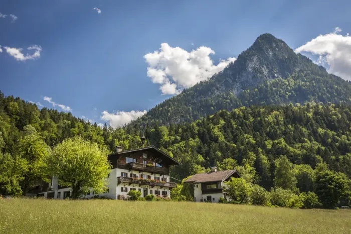Framed Print : Traditional inn at Lake Thiersee with a view of the Pendling (1, 563 m), Breiten, Tyrol, Austria Framed Print : Traditional inn at Lake Thiersee with a view of the Pendling (1, 563 m), Breiten, Tyrol, Austria