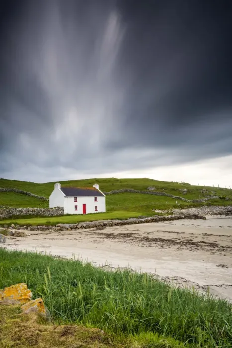 Framed Print : Traditional Irish Cottage on a Beach, County Donegal, Ireland Framed Print : Traditional Irish Cottage on a Beach, County Donegal, Ireland