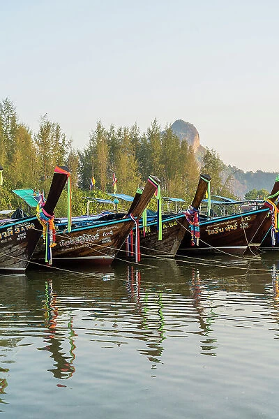 Traditional long tail boats at Nopharat Thara, Ao Nang, Krabi, Thailand
