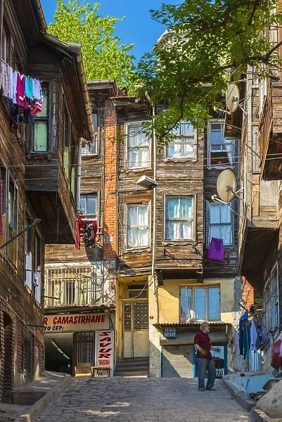 Traditional Ottoman timber houses in Fatih district, Istanbul, Turkey