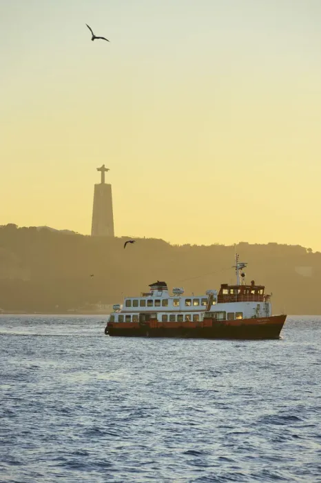 Framed Print : A traditional passenger boat (cacilheiro) crossing the Tagus river between Almada Framed Print : A traditional passenger boat (cacilheiro) crossing the Tagus river between Almada
