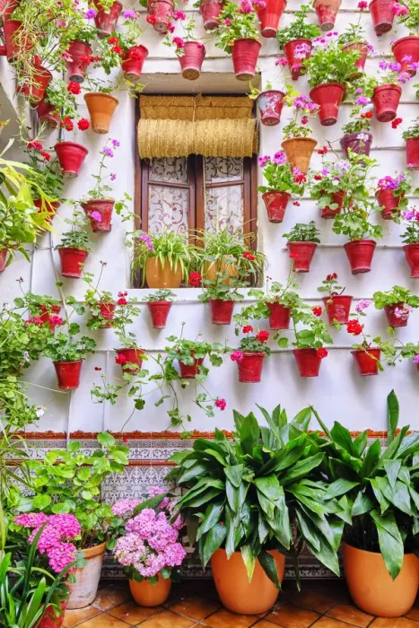 Framed Print : Detail of a traditional Patio of Cordoba, a courtyard full of flowers and freshness. San Francisco district, Andalucia. Spain