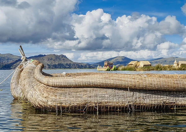 Traditional Reed Boat, Uros Floating Islands, Lake Titicaca, Puno Region, Peru