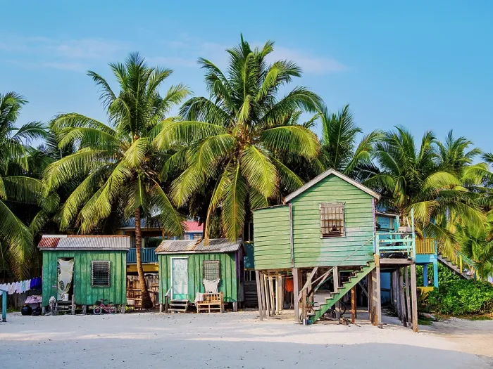Framed Print : Traditional stilt houses at the waterfront of Caye Caulker, Belize District, Belize Framed Print : Traditional stilt houses at the waterfront of Caye Caulker, Belize District, Belize