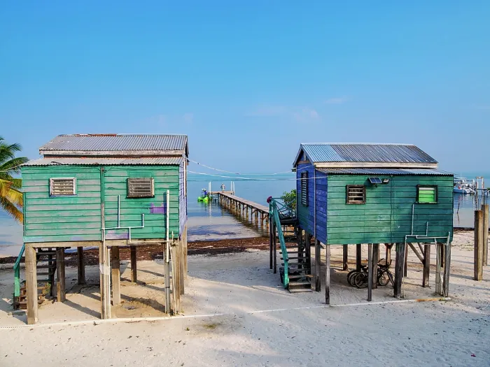 Framed Print : Traditional stilt houses at the waterfront of Caye Caulker, Belize District, Belize Framed Print : Traditional stilt houses at the waterfront of Caye Caulker, Belize District, Belize