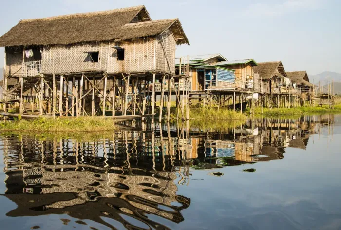 Framed Print : Traditional stilt village, Inle Lake, Burma / Myanmar Framed Print : Traditional stilt village, Inle Lake, Burma / Myanmar