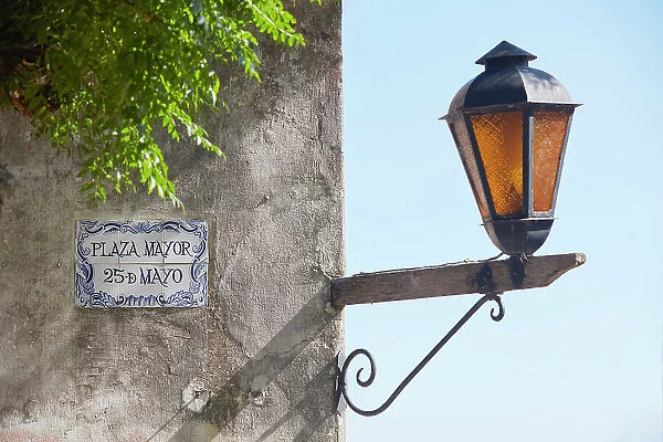 Detail of a traditional street lamp in 'Plaza Mayor', the main square of Colonia del Sacramento, Uruguay. Colonia was declared UNESCO World Heritage Site in 1995