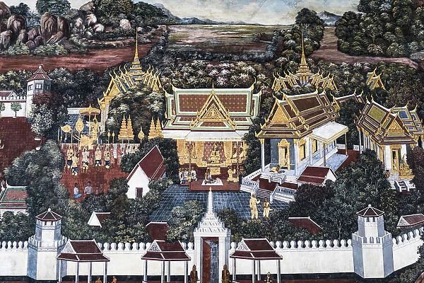Traditional Thai art in the Grand Palace, Bangkok, Thailand