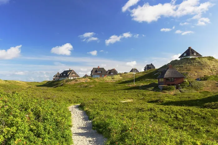 Framed Print : Traditional thatched houses in sand dunes, Hornum, Sylt, Schleswig Holstein, Germany Framed Print : Traditional thatched houses in sand dunes, Hornum, Sylt, Schleswig Holstein, Germany