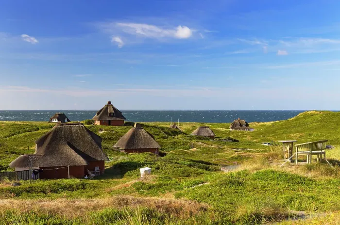 Framed Print : Traditional thatched houses in sand dunes, Hornum, Sylt, Schleswig Holstein, Germany Framed Print : Traditional thatched houses in sand dunes, Hornum, Sylt, Schleswig Holstein, Germany