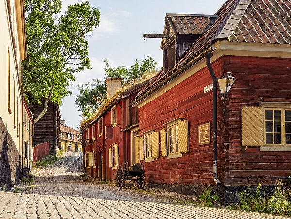 Traditional town street at Skansen open air museum, Stockholm, Stockholm County, Sweden