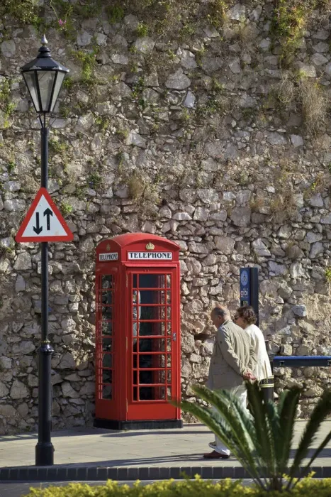 Framed Print : Traditional UK Phone Box, Gibraltar, Cadiz Province