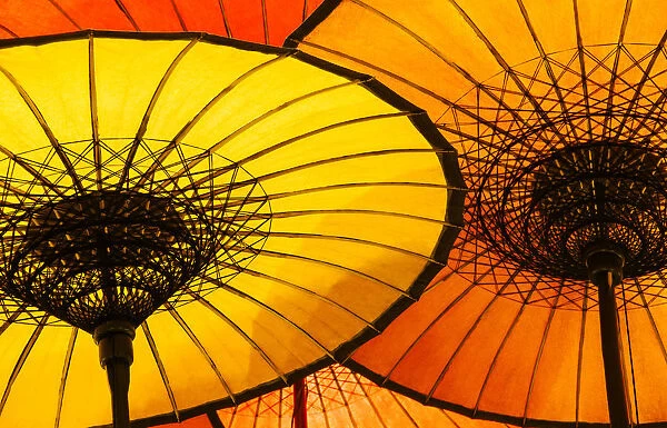 Traditional umbrellas made of paper and bamboo, Burma  /  Myanmar