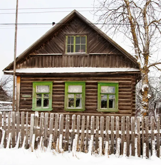Framed Print : Traditional village house, Pikalevo, Leningrad region, Russia