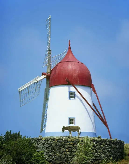 Framed Print : A traditional windmill in Guadalupe. Graciosa, Azores islands, Portugal
