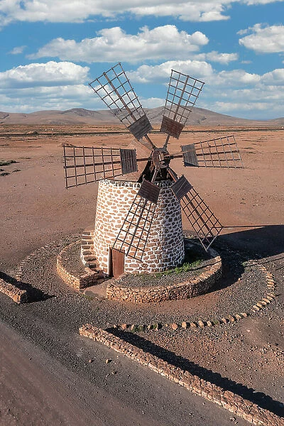 Traditional windmill Molino de Tefia, Tefia, Fuerteventura, Canary Islands, Spain