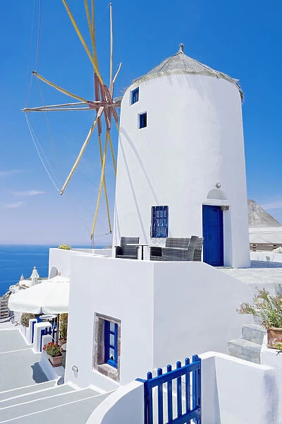 Traditional windmill, Oia, Santorini, Cyclades Islands, Greece