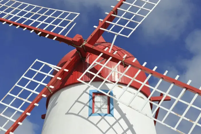 Framed Print : A traditional windmill in Sao Mateus. Graciosa, Azores islands, Portugal