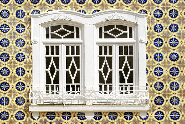 Traditional windows in Olhao, Algarve, Portugal