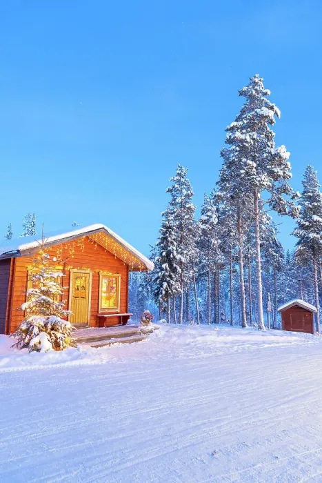 Framed Print : Traditional wood chalet with christmas lights in the snowy landscape, Kangos, Pajala municipality, Norrbotten county, Lapland, Sweden Framed Print : Traditional wood chalet with christmas lights in the snowy landscape, Kangos, Pajala municipality, Norrbotten county, Lapland, Sweden