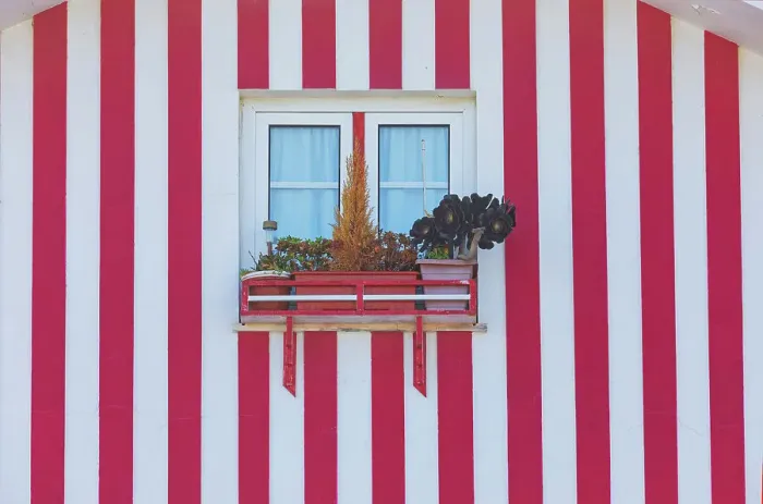 Framed Print : Traditional wooden striped house facade, Costa Nova do Prado, Aveiro, Portugal Framed Print : Traditional wooden striped house facade, Costa Nova do Prado, Aveiro, Portugal