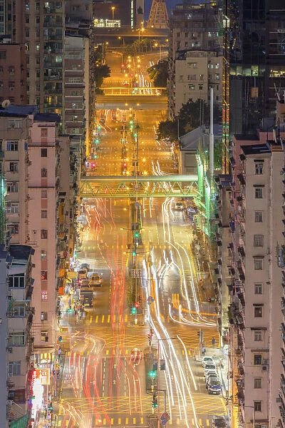 Traffic and apartment blocks, Shek Kip Mei, Kowloon, Hong Kong