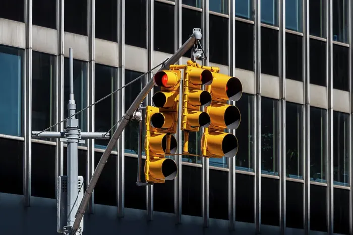 Framed Print : Traffic light, Manhattan, New York, USA Framed Print : Traffic light, Manhattan, New York, USA
