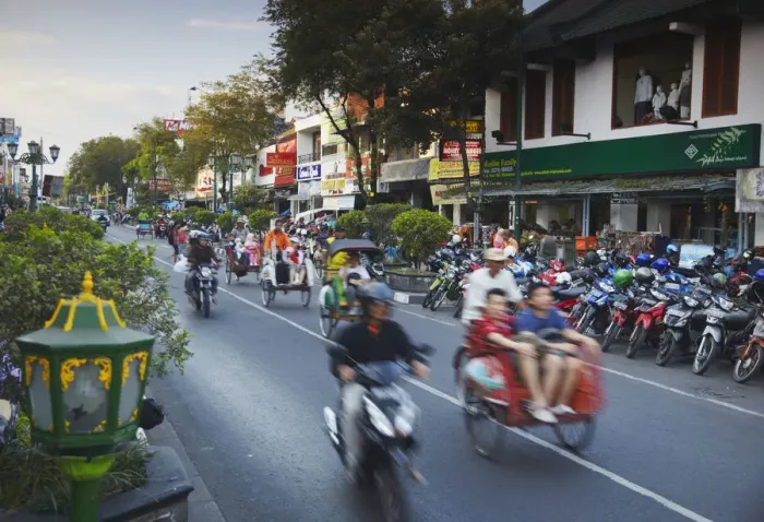 Framed Print : Traffic moving along Jalan Malioboro, Yogyakarta, Java, Indonesia Framed Print : Traffic moving along Jalan Malioboro, Yogyakarta, Java, Indonesia