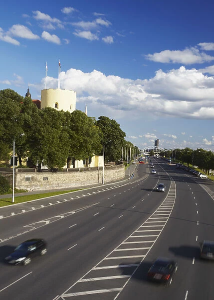 Traffic passing Riga Castle, Riga, Latvia