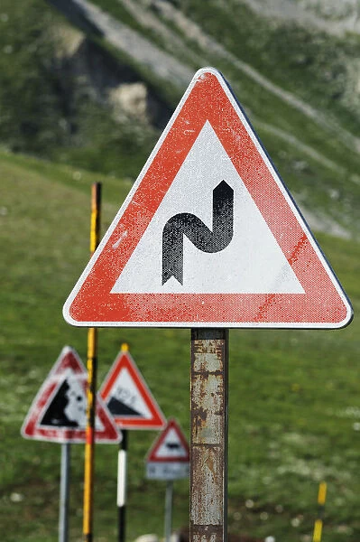 Traffic sign, Campo Imperatore, Gran Sasso National park, Abruzze, Italy