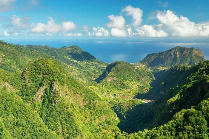 Framed Print : Trail Levada dos Balcoes and distant views of Faial, Santana, Madeira, Portugal Framed Print : Trail Levada dos Balcoes and distant views of Faial, Santana, Madeira, Portugal