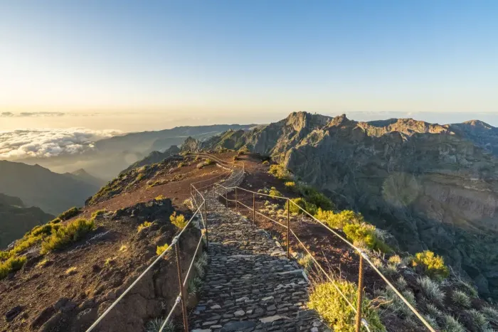 Framed Print : The trail from the top of Pico Ruivo with Pico do Areeiro in the background Framed Print : The trail from the top of Pico Ruivo with Pico do Areeiro in the background