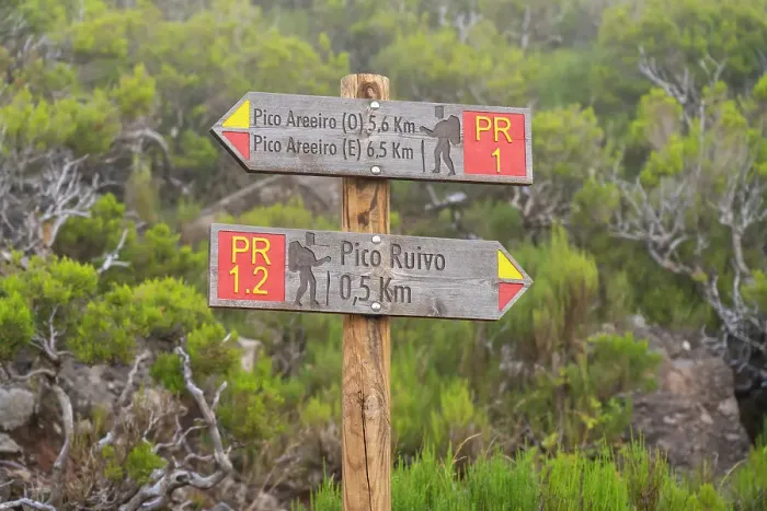 Framed Print : Trail signs showing directions to Pico Areeiro and Pico Ruivo, Santana, Madeira, Portugal Framed Print : Trail signs showing directions to Pico Areeiro and Pico Ruivo, Santana, Madeira, Portugal