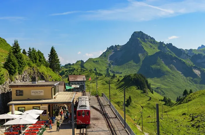 Framed Print : Train of cogwheel railway at Schynige Platte station, Jungfrau Region, Bernese Oberland, Switzerland Framed Print : Train of cogwheel railway at Schynige Platte station, Jungfrau Region, Bernese Oberland, Switzerland