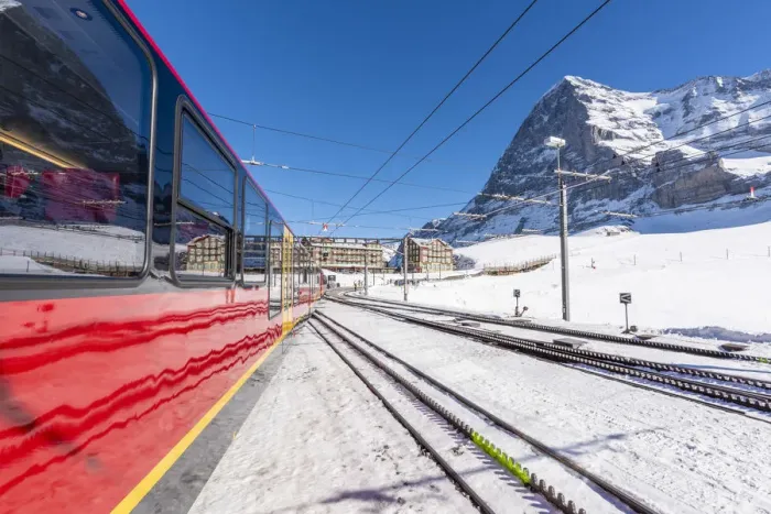 Framed Print : Train to Jungfraujoch, Kleine Scheidegg, Berner Oberland, canton of Bern, Switzerland Framed Print : Train to Jungfraujoch, Kleine Scheidegg, Berner Oberland, canton of Bern, Switzerland