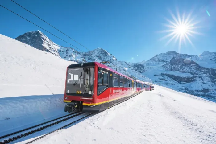Framed Print : Train to Jungfraujoch, Kleine Scheidegg, Berner Oberland, canton of Bern, Switzerland Framed Print : Train to Jungfraujoch, Kleine Scheidegg, Berner Oberland, canton of Bern, Switzerland