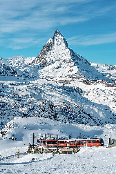 Train with the Matterhorn in the background, Gornergrat, Switzerland