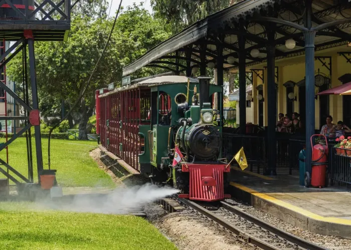 Framed Print : Train Station in Parque de la Amistad, Friendship Park, Santiago de Surco District