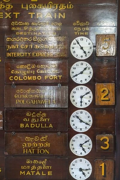 Train timetable, Kandy tain station, Sri Lanka
