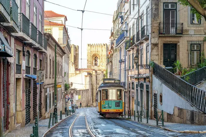 Framed Print : Tram, Alfama district, Lisbon, Portugal Framed Print : Tram, Alfama district, Lisbon, Portugal