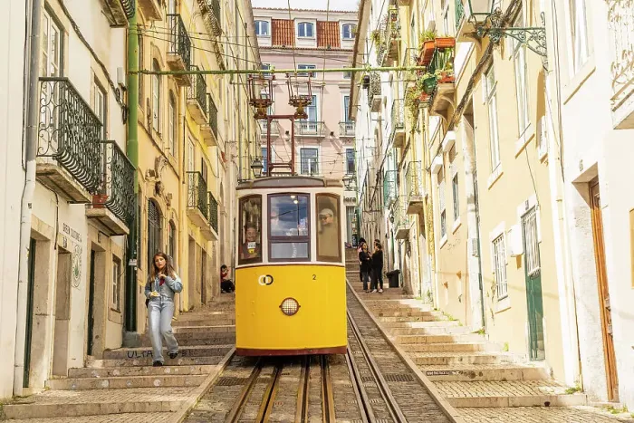 Framed Print : The tram Elevador da Bica, Bica, Lisbon, Portugal, Europe