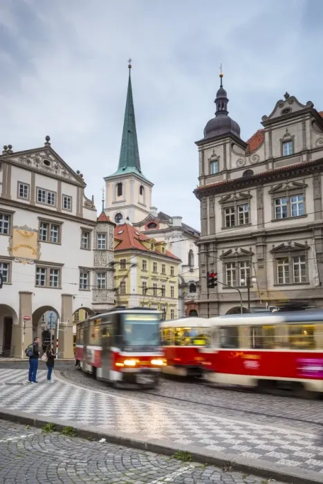 Framed Print : Tram in Mala Strana (Little Quarter), Prague, Czech Republic Framed Print : Tram in Mala Strana (Little Quarter), Prague, Czech Republic