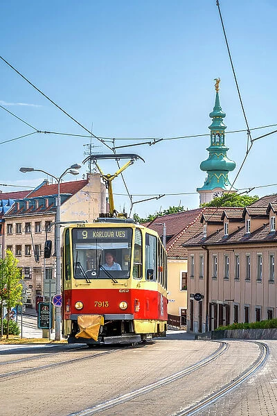 Tram in the old town, Bratislava, Slovakia